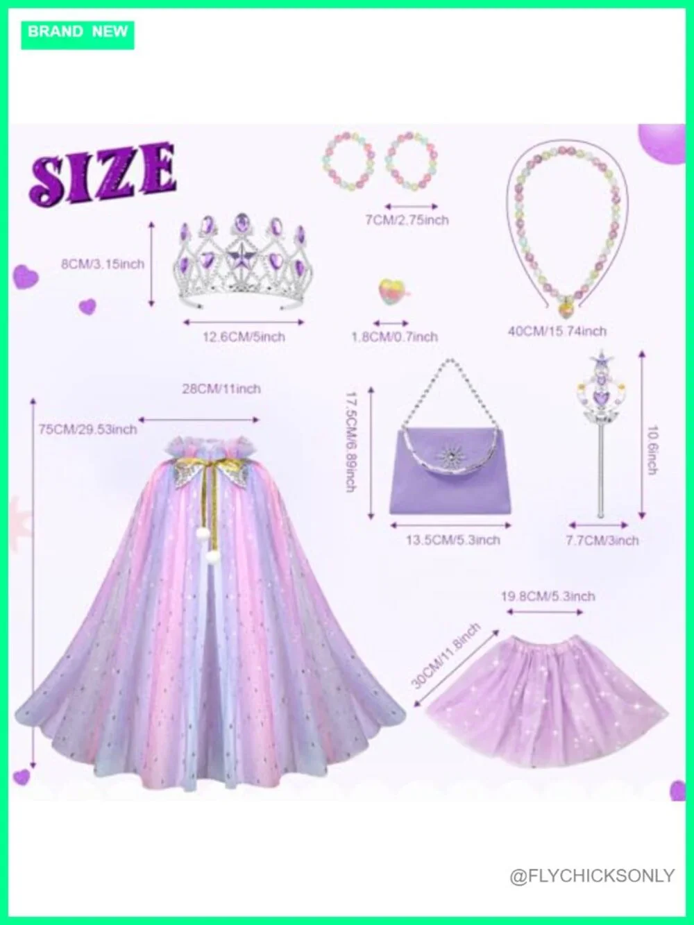 Princess Dress Up Cape & Tutu Set, Mesh Fabric, Pretend Play Costume